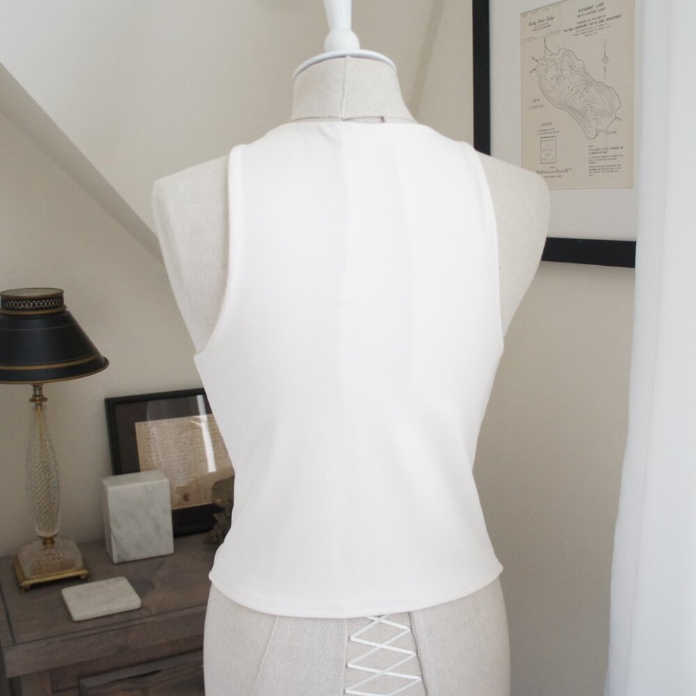 Express Cream Body Contour High Neck Tank Top Size Medium - Picture 5 of 11